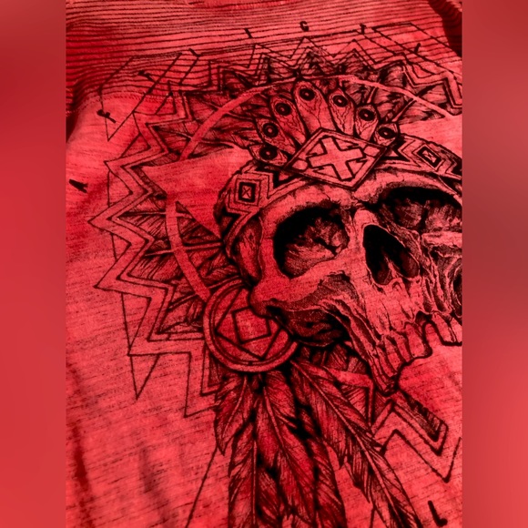 Affliction Men’s, Red Acid Wash, “Live Fast Renegades” Long Sleeve Tee size XL - Picture 4 of 8